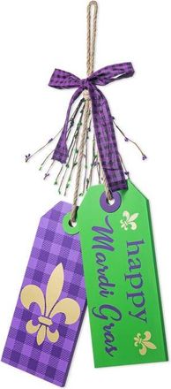 Glitzhome Happy Mardi Gras Day Wooden Bookmark Door Hanger in Purple at Nordstrom, Size Medium