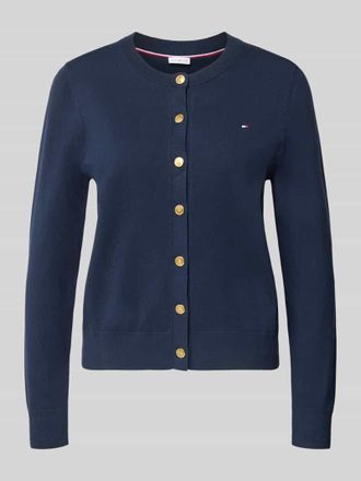 Tommy Hilfiger Regular Fit Strickjacke aus Baumwoll-Mix mit goldenen Kn&ouml;pfen in Marine, Gr&ouml;&szlig;e XL