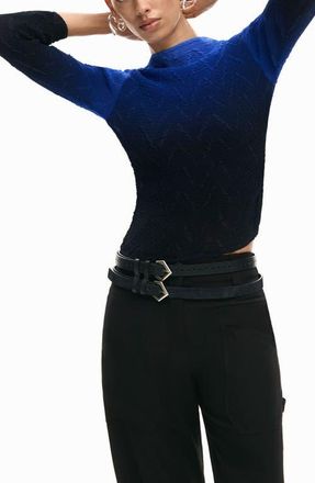 Desigual Ombr&eacute; Texture Knit Top in Klein Blue at Nordstrom, Size Medium