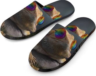 Generic Bearded Dragon Lizard Mens Slippers Warm Non-Slip Houes Shose Spa Slipper for Home Bedroom
