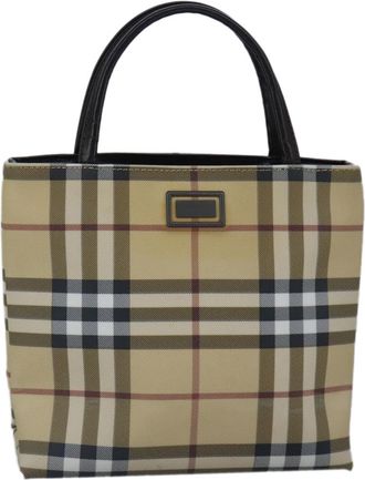 Burberry Nova Check Beige Canvas Handbag (Pre-Owned)