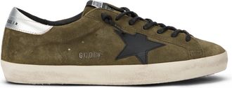 Golden Goose Mens Sneakers Dark Green Suede Green-Black-Silver Leather Trainers Green/black/silver
