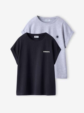 Jonen 2er-Pack M&auml;dchen T-Shirts mit kleinem Print JONEN anthrazit