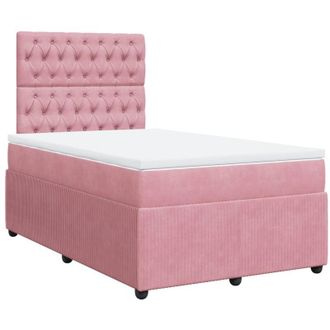 vidaXL Vidaxl - Cama Box Spring Con Colch&oacute;n Terciopelo Rosa 120x190 Cm