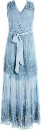 Guess Zijden Hemelse Jurk Gemaakt in Itali&euml; - Dames - Maxi kleedjes - Blauw - M - Kleedjes