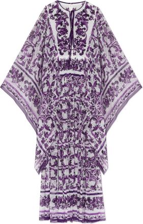 Dolce & Gabbana Zijden jurk - Dames - Maxi kleedjes - Paars - S - Leer - Kleedjes
