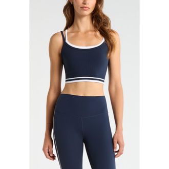 Zella Double Layer Seamless Sports Bra in Navy Sapphire at Nordstrom, Size X-Small