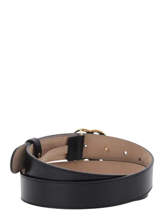 Gucci GG Logo Leather Belt - Black