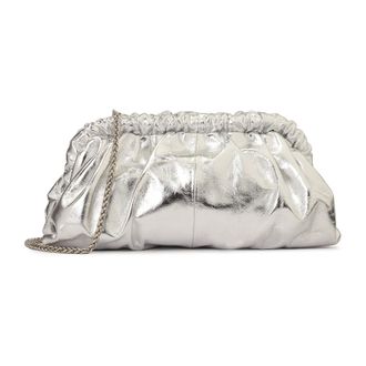 Kazar Tassen, Dames, Grijs, ONE Size, Leer, Zilver metallic effect handtas