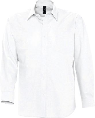 SOLS Heren Boston shirt met lange mouwen (Wit)