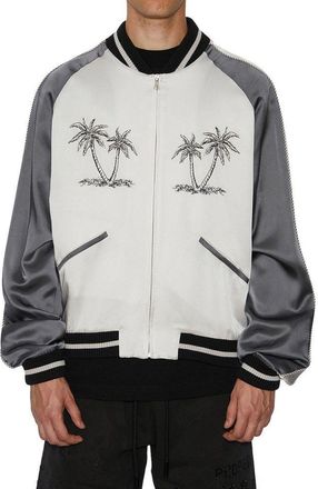 Palm Angels Mens Gray Acetate Bomber Clothing