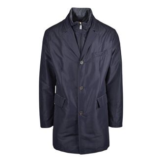 Canali Giaccone - Heren - Mantels - Blauw - Maat: XL Poliester