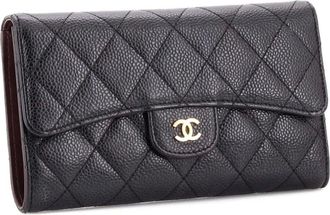 Chanel L-Flap Wallet Quilted Matte Caviar Long small wallets - Nero