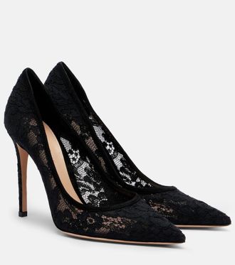 Gianvito Rossi Salones Claudia de encaje con ante