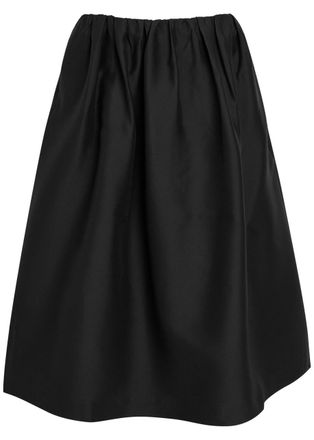 Toteme Gathered Wool and Silk-blend Midi Skirt - Black - 40 (UK12 / M)