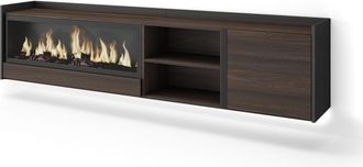 Skraut Home Skraut Home - Mueble Tv, Televisi&oacute;n, Muebles De Sal&oacute;n, Almacenaje, 212x35x50cm, Para Tv Hasta 80, Chimenea El&eacute;ctrica Xxl, Colgado, Suspendido, Led, Es