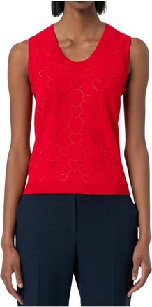 Fracomina Gebreide Tanktop - Dames - Tops zonder mouwen - Rood - XL - Tops