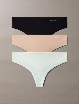 Calvin Klein Womens Invisibles 3-Pack Thong - Neutral - XS