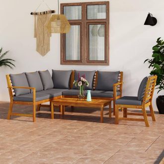 vidaXL Juego De Muebles Jard&iacute;n 5 Pzas Con Cojines Madera Maciza Acacia Vidaxl
