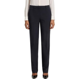 HUGO BOSS Womens Tameah Solid Patterned Straight Chinos in Dark Blue - Size 10 UK