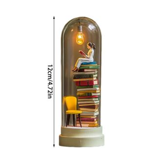 OEM L&aacute;mpara De Noche Para Amantes De Los Libros: Mini Escultura De Lector Electr&oacute;nico Con Luz Led Y Mini Libro, Adorno De Escritorio, Decoraci&oacute;n De Estant