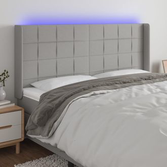 vidaXL Cabecero Con Led De Tela Gris Claro 163x16x118/128 Cm Vidaxl