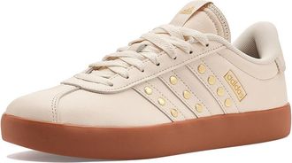 adidas VL Court 3.0 Womens Classic Shoes Wonder White/Wonder White/Gold Metallic : 8.5 B - Medium, Leather
