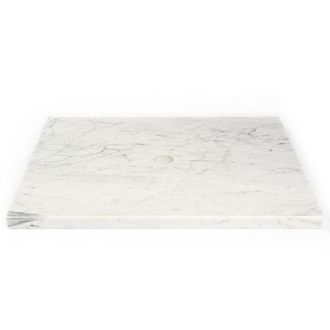 Saniclass Dia Wastafelblad - 60x46cm - 1 kraangat - 1 sifonuitsparing - marmer - wit gepolijst