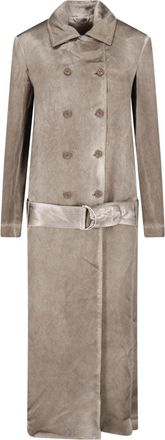 Diesel Grey Acetate Satin Double Breasted Trench Coat