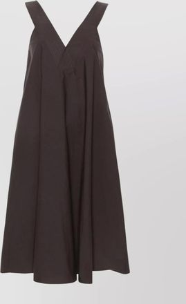 Parosh v-neck cotton dress rear straps detailing