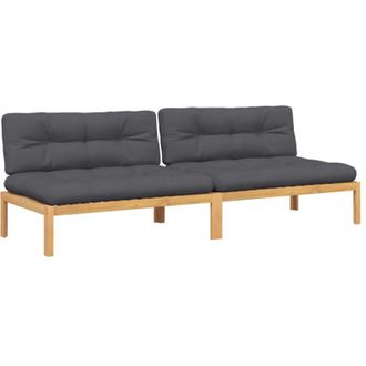 vidaXL Sof&aacute;s Centrales De Palets Jard&iacute;n Y Cojines 2 Uds Madera Acacia Vidaxl