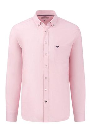 Fynch-Hatton Fynch-Hatton Mens Long Sleeved Oxford Button Down Collar Shirt Pink Cotton - Size X-Large