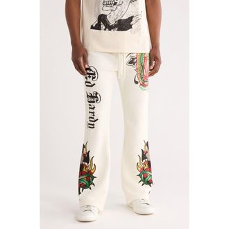 Ed Hardy Mary Bootcut Sweatpants in Ivory at Nordstrom Rack, Size Xx-Large