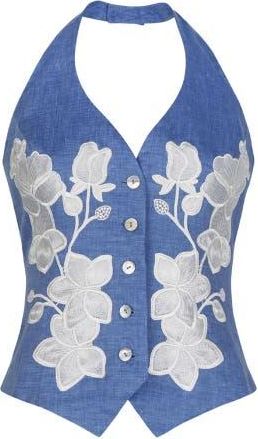 Anne Fontaine Iona Vest in Blue at Nordstrom, Size 36