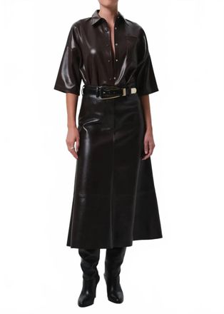 Citizens Of Humanity Cassia Leather A-Line Skirt In Chocolate Dark Brown