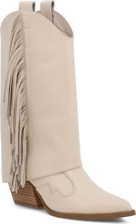 Mia Deston Pointed Toe Western Boot in Bone Nappa at Nordstrom, Size 6.5