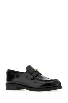 Prada Womens Black Leather Loafers Nero Mocassini