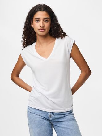 Pieces Kurzarmshirt PIECES PCKAMALA TEE NOOS BC, Damen, Gr. XL, weiss (hellwei&szlig;), Single Jersey, Obermaterial: 73% Modal, 27% Polyester, unifarben, regular f