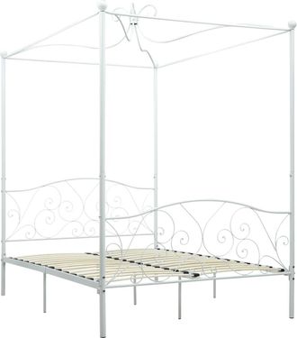vidaXL Estructura De Cama Con Dosel Metal Blanco 120x200 Cm Vidaxl
