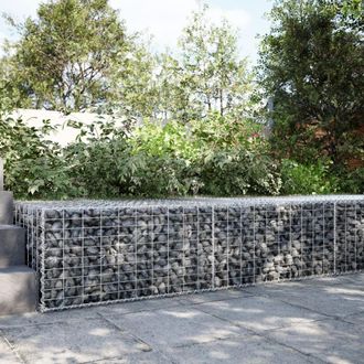 Berkfield Home Gabion Basket with Cover 200x100x50 cm Galvanised Iron in Silver | Size: 200 x 100 x 50 cm