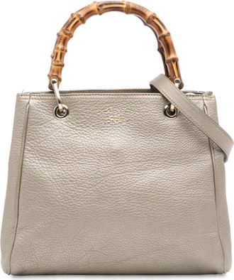 Gucci Pre-owned Womens Bamboo Tote Leather Bag - Silver - One Size
