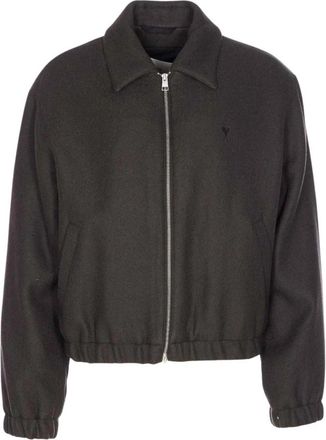 Ami Ami De Coeur Zipped Jacket - Heren - Zomerjassen - Grijs - XL - Wol - Jassen
