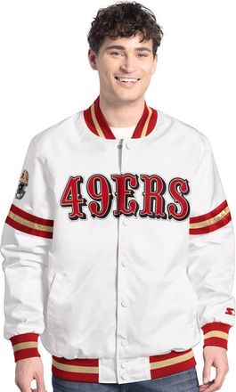 Starter Mens Starter White San Francisco 49ers Scout Full-Snap Varsity Jacket at Nordstrom, Size Xx-Large
