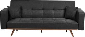 Beliani Sofa Bed 3 Seater HJULBY Black