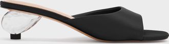 Charles & Keith Satin Crystal-Heel Mules