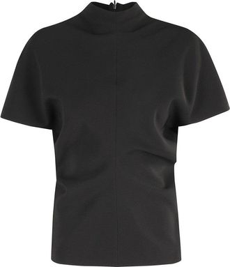Federica Tosi High Neck Black Cady Blouse