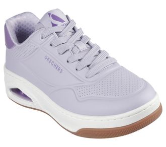 Skechers Womens Uno Court Fast Break Sneaker, Lavender Duraleather/Purple Trim, 4.5 UK