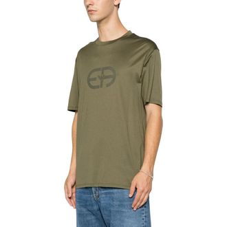 Emporio Armani T-shirt met ronde hals - Heren - T-shirts - Groen - XL - Katoen - Tops