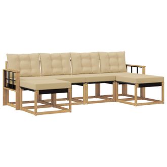vidaXL Conjunto De Sof&aacute;s De Exterior Con Coj&iacute;n 6 Pcs Y Beige Vidaxl