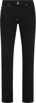 Philipp Plein Denim Broek Super Straight Cut Skulls - Heren - Slim Fit Jeans - Zwart - W33 - Denim - Jeans